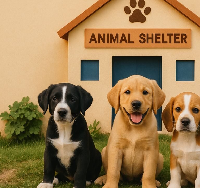 Animal Shelter With Puppies
