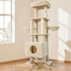 Gardner Pet Cat Tree for Large Cats – Heavy Duty Multi-Level Cat Tower with Hammock & Condo