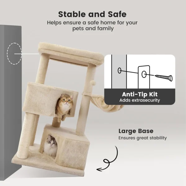 Gardner Pet Cat Tree for Large Cats – 41” Heavy Duty Cat Tower with Hammock, Condo & Washable Perch
