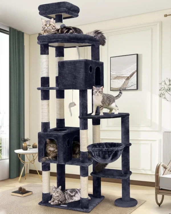 Globlazer XXL Cat Tree for Large Cats – 83” Heavy Duty Indoor Tower with Condos, Perches & Scratching Posts