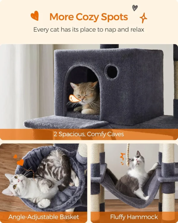 Feandrea Cat Tree for Large Cats, 81.1-Inch Large Cat Tower