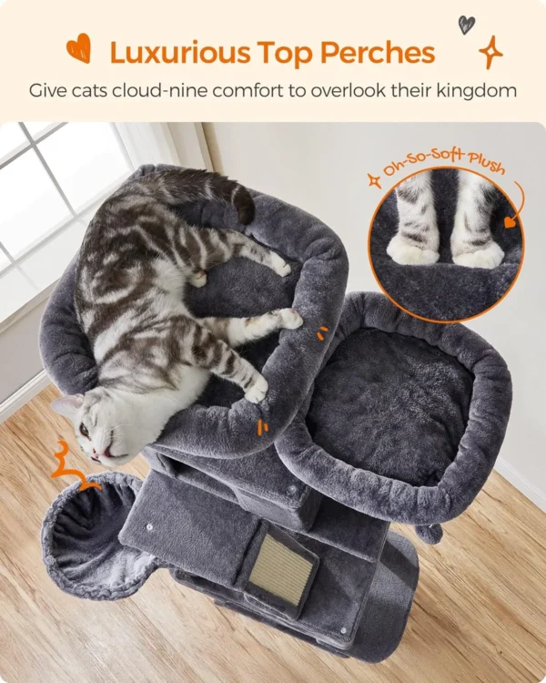 Feandrea Cat Tree for Large Cats, 81.1-Inch Large Cat Tower