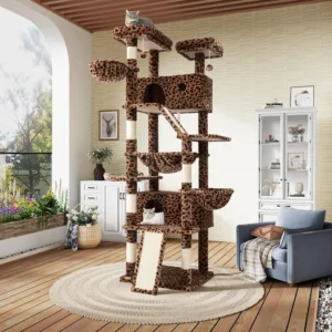 SHA CERLIN Cat Tree for Large Cats – 81” Multi-Level Cat Tower with Hammock, Perches & Scratching Posts