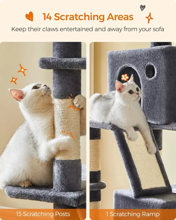 Feandrea Cat Tree for Large Cats, 81.1-Inch Large Cat Tower