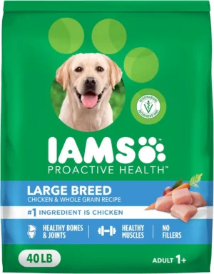 🍗 IAMS Proactive Health Large Breed Adult Dry Dog Food – 40 lb Bag (Real Chicken Recipe)