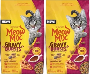 Meow Mix Gravy Bursts – Chicken Dry Cat Food for Adult Cats