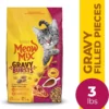 Meow Mix Gravy Bursts Dry Cat Food, Chicken, 3 LB Bag