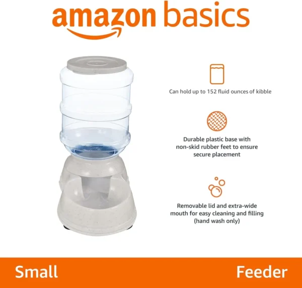 Amazon Basics Gravity Pet Food Feeder – Small, 6-Pound Capacity (Gray)