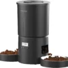 Miaosical Automatic Cat Feeder Dual Bowl – 4.2L Timed & Portion Control Feeder (Black)