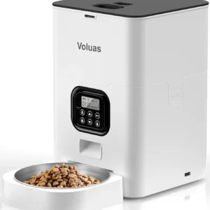 VOLUAS Automatic Cat Feeder – 4L Timed Pet Feeder with Voice Recorder & Portion Control