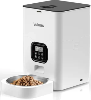VOLUAS Automatic Cat Feeder – 4L Timed Pet Feeder with Voice Recorder & Portion Control