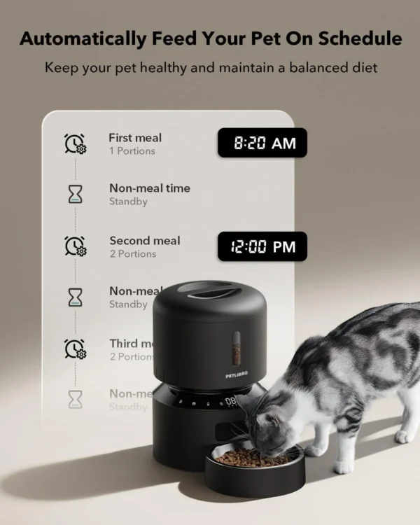 61sjXl49FRL._AC_SL1500 PETLIBRO Automatic Cat Feeder – 3L Programmable Pet Food Dispenser with Voice Meal Call (Black)