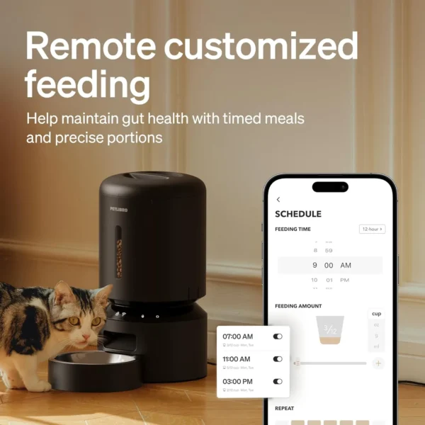 PETLIBRO Automatic Cat Feeder with 5G WiFi – 5L Smart Pet Food Dispenser (Granary Black)