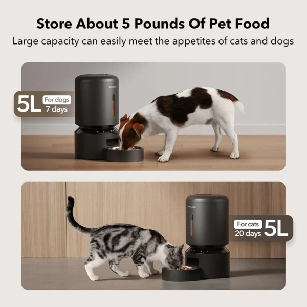 PETLIBRO Automatic Cat Feeder with 5G WiFi – 5L Smart Pet Food Dispenser (Granary Black)