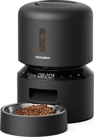 PETLIBRO Automatic Cat Feeder – 3L Programmable Pet Food Dispenser with Voice Meal Call (Black)