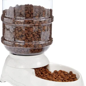 Amazon Basics Gravity Pet Food Feeder – Small, 6-Pound Capacity (Gray)