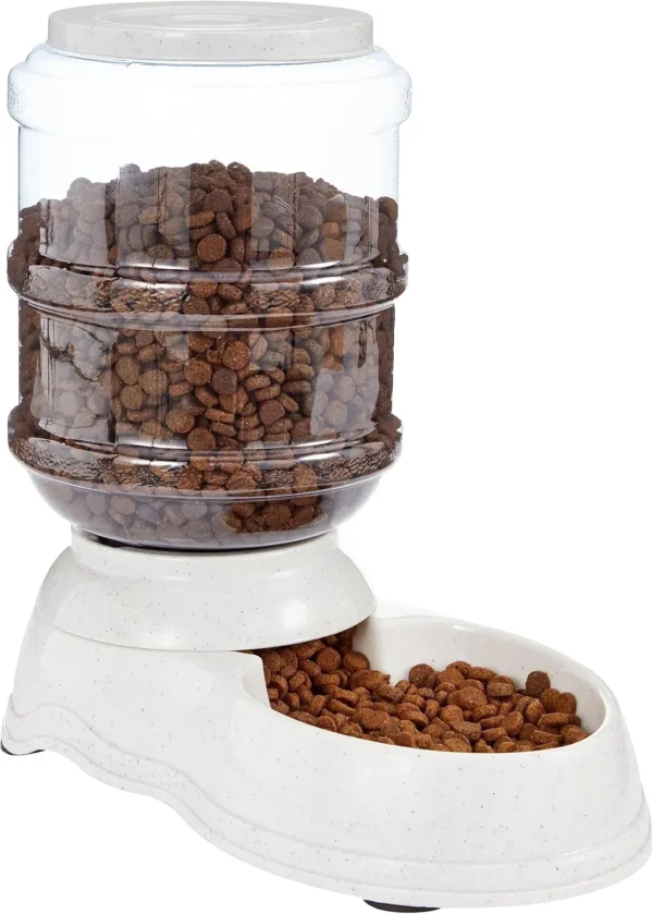 Amazon Basics Gravity Pet Food Feeder – Small, 6-Pound Capacity (Gray)